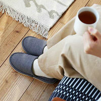 スリッパ 外縫いタイプ 室内 洗濯可 静音 滑り止め付 Mサイズ グレー 1足 オリジナル