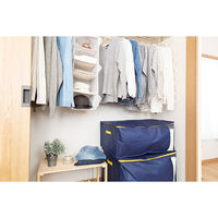 東和産業 収納袋 コンパクト 優収納アルファ 棚上用 羽毛布団 布団 ネイビ- 299557 1個（直送品）