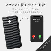 iPhone11 ケース カバー 手帳 フラップ マグネット カード 収納 スタンド 薄型 スリム ブラック PM-A19CPLFUCB エレコム 1個