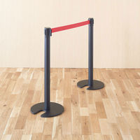 アスプルンド 自動ロック機能付きべルトポールパーティション スタッキング　マットブラック（ベルト:レッド） 1セット（8台（6梱包））