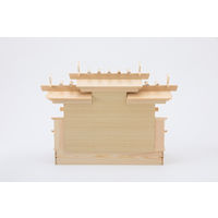 静岡木工 神棚の里 屋根違い三社 中 本金具 幅640×奥行250×高さ480mm 白木 1台（直送品）