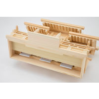 静岡木工 神棚の里 屋根違い三社 小 本金具 幅500×奥行220×高さ400mm 白木 1台（直送品）