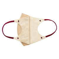 アスクル　立体型サージカルマスク　ナチュラルベージュ×紐ワインレッド 使い捨て　不織布　バイカラー　1箱(50枚入)　  オリジナル