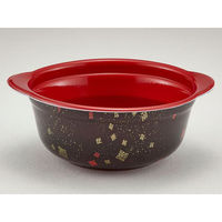 青葉紙業 麺・スープ容器 KD-190浅 耐熱黒まきえ内赤(50) 272082 1袋(50個)（直送品）