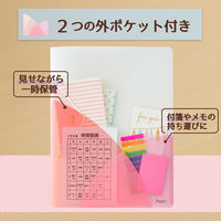 プラス　スリムホルダーファイル　パスティ　A4タテ　4ポケット　ピーチピンク　クリアファイル　固定式　98860