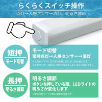 バーライト LED USB接続 LEDBARライト 昼光色 30cm 人感センサー充電式 LEDBARSBT30-WH 1個