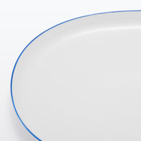 無印良品 日常の器 オーバルプレート 大 ブルーライン 約30×21.5cm 良品計画