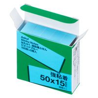 【強粘着】アスクル はたらく 強粘着ふせん 50×15mm ビビッドブルー （短冊ミニ） 5冊  オリジナル