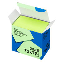 【強粘着】アスクル はたらく 強粘着ふせん 75×75mm ビビッドグリーン （正方形） 5冊  オリジナル