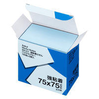 【強粘着】アスクル はたらく 強粘着ふせん 75×75mm パステルブルー （正方形） 10冊（5冊×2箱）  オリジナル