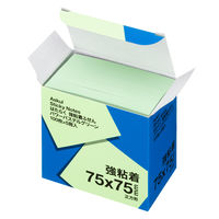 【強粘着】アスクル はたらく 強粘着ふせん 75×75mm パワーパステルグリーン （正方形） 5冊  オリジナル