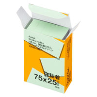 【強粘着】アスクル はたらく 強粘着ふせん 75×25mm パワーパステルグリーン （短冊） 10冊（5冊×2箱）  オリジナル