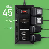 サンワサプライ USB充電ポート付きタップ 平型 ブラック TAP-B109U-3BKN 1本（直送品）