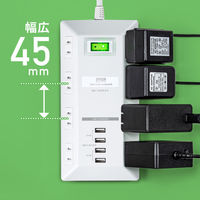 延長コード 電源タップ 3m 2P（ピン） 8個口 シャッター ホワイト TAP-B109U-3WN サンワサプライ 1本（直送品）