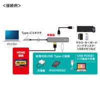 サンワサプライ USB Type-Cマルチ変換アダプタ(HDMI+LAN付・ケーブル15cm) USB-3TCHLP7S 1個
