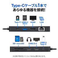 サンワサプライ USB Type-C ドッキングステーション USB-DKM3BK 1個