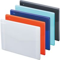 リヒトラブ スリムドキュメントファイル<soeru> A4 ヨコ型 5仕切り(6ポケット) スモークブラック A8700-24 1冊