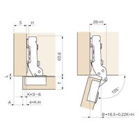 ムラコシ精工 MURAKOSHI ワンタッチスライドヒンジ φ35mm半カブセ キャッチ無 MFA6H5L99・BATPOH34　1セット（直送品）