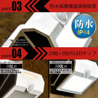 大河商事 人感センサーライト 屋外用 壁掛け式 ソーラー充電式 自動点灯 1500mAh wassertech306 1個（直送品）