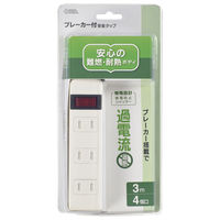 オーム電機 4口3mブレーカー付タップTV 00-5034 1個