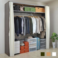 【軒先渡し】日本住器工業 クローゼットハンガー 棚有タイプ 幅1280～2050×高さ2110ｍｍ 1800-21HR(RC)ブラウン 1台（直送品）