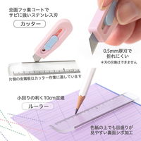 プラス チームデミ カッター + ルーラー(定規) もも 31464 1セット(5パック)
