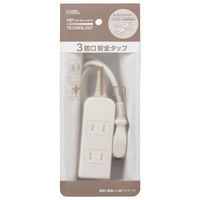 オーム電機 安全タップ3個口 1mホワイト 00-1621 1個