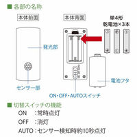 オーム電機 LEDセンサーライト 人感明暗センサー 06-1634 1個