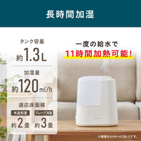 アイリスオーヤマ スチーム式加湿器 120ml 卓上 加熱式 コンパクト 小型 AHM-H12B-G 1台