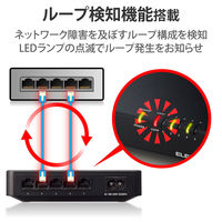 エレコム Giga対応スイッチングHub/5ポート/磁石付き/プラスチック筐体/電源内蔵モデル/ブラック EHC-G05PN4-JB 1個（直送品）