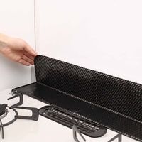 コンロまわり すきまカバー 隙間汚れ防止 伸縮 約24cm×38~59.5cm シックブラック 1枚 東洋アルミエコープロダクツ