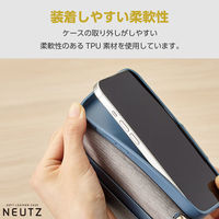 iPhone15 ケース レザー 手帳型 磁石 ブルー PM-A23APLFY2BU エレコム 1個