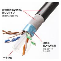 サンワサプライ カテゴリ6A屋外用LANケーブル(ブラック・80m) KB-T6AAD-80BK 1本
