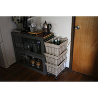 BRID スタッキングバスケット３段　キャスター付き　ホワイト 003373 1個（直送品）