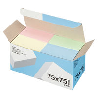 アスクル はたらく ふせん 付箋  キューブ 75×75mm （正方形） パステル4色アソート 20冊（4冊×5箱） オリジナル