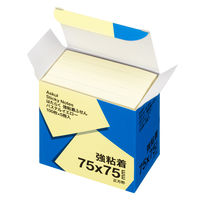 【強粘着】アスクル はたらく 強粘着ふせん 75×75mm パステルイエロー （正方形） 10冊（5冊×2箱）  オリジナル