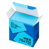 【強粘着】アスクル はたらく 強粘着ふせん 75×75mm ビビッドブルー （正方形） 10冊（5冊×2箱）  オリジナル