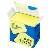 【強粘着】アスクル はたらく 強粘着ふせん 75×75mm ビビッドイエロー （正方形） 10冊（5冊×2箱）  オリジナル