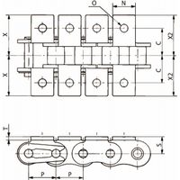 椿本チエイン コーティングアタッチメント付 RS形チェーン(NEP仕様) RS50ーNEPーK1ーJL 1セット(7個)（直送品）