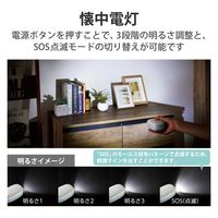 エレコム 乾電池式懐中電灯/枕元ライト/防災/スマホ充電/USB-A×1/単3電池4本付属/ブルー DE-KD04BU 1個