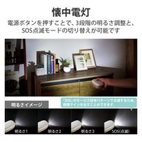 ベッドサイドランプ 枕元 ライト 間接照明 懐中電灯 3段階光量調節 電池式 ベージュ DE-KD04BE エレコム 1個