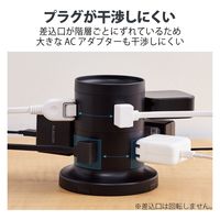 タワー型 電源タップ 延長コード コンセント 2m 2P 8個口 ほこりシャッター ブラック ECT-2720BK エレコム 1個