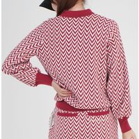 クアルトユナイテッド ヘリンボーン柄ニットトップス　RED　L M3455 1点（直送品）