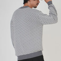 クアルトユナイテッド ヘリンボーン柄ニットトップス(メンズ)　WHT　XL M3458MEN 1点（直送品）