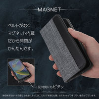 オウルテック iPhone14 13用手帳ケース ファブリック素材PUレザー グレーブラック OWL-CVIE6103-GYBK 1個