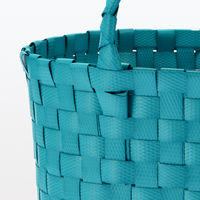 無印良品 ポリプロピレン 梱包用バンド 手編みバスケット 小 ブルー 約直径25×高さ20cm 良品計画