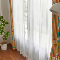 スミノエ DESIGNLIFE レースカーテン ステッチライン ブルー AS-V2108-220249BL １セット(2枚入)（直送品）