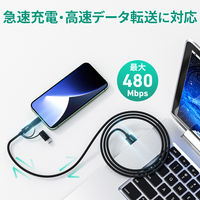 USBケーブル 1m 3in1 【A to Lightning/USB Type-C/micro-B】 CB-BAL9-BK 1個