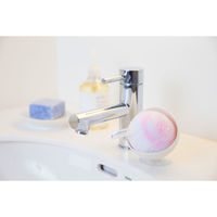 洗面台用スポンジ バスボンくん 洗面台スッキリポンポン抗菌ケース付 ピンク5個 幅約90×高さ約100×奥行約90mm 山崎産業