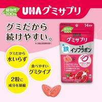 UHA味覚糖　UHAグミサプリ　鉄+大豆イソフラボン（14日分）　ザクロ味　1セット（1袋（28粒入）×3）　サプリメント